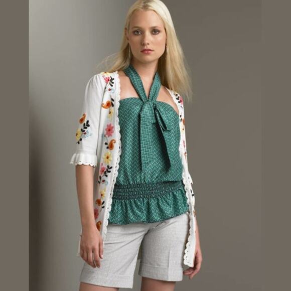 Nanette Lepore Green Silk Scarob Dot Halter Blouse Cami Tank Top NWT - Picture 14 of 14